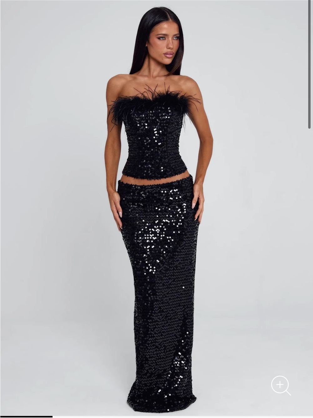 Outcast Nui Maxi Skirt Black Sequin XXS NWT NEW stretch Silver shine